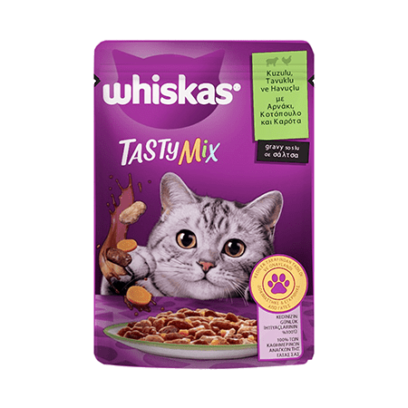 WHİSKAS TASTY MİX KUZU&TAVUK&HAVUÇ 85GR*28